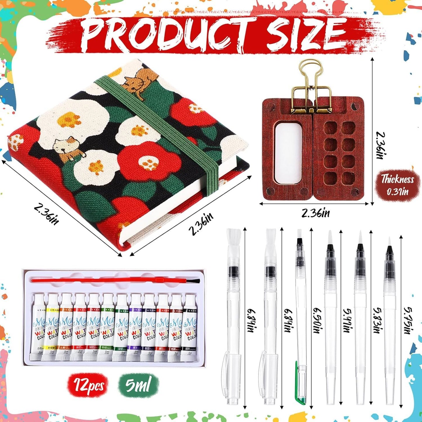 Mini Watercolor Travel Set - Compact & Portable Painting Kit for Artists