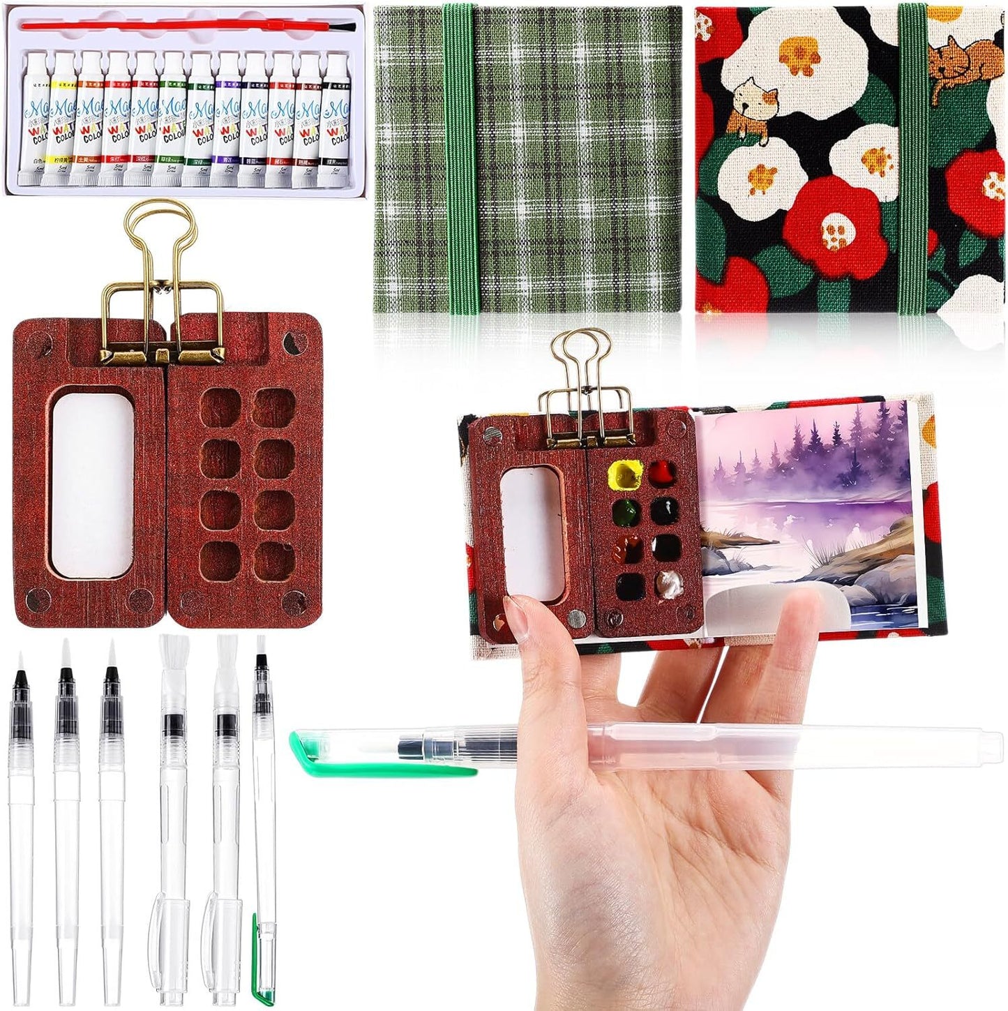 Mini Watercolor Travel Set - Compact & Portable Painting Kit for Artists