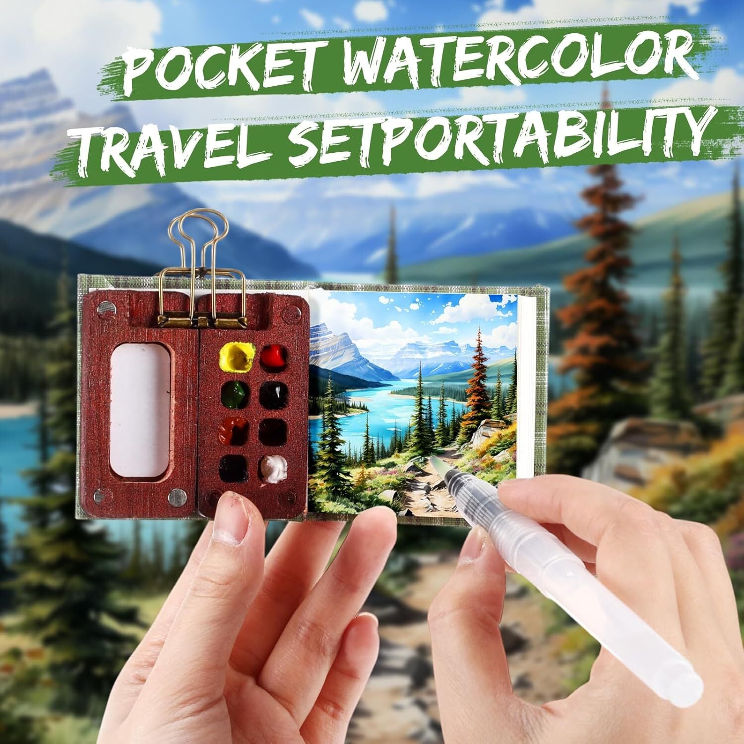 Mini Watercolor Travel Set - Compact & Portable Painting Kit for Artists
