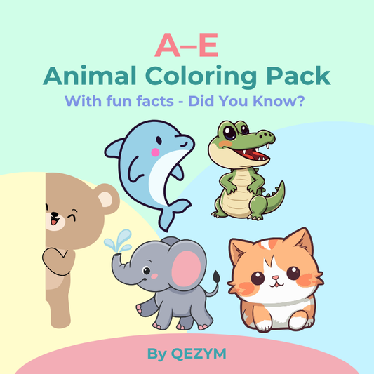 A–E Animal Coloring Book for Kids