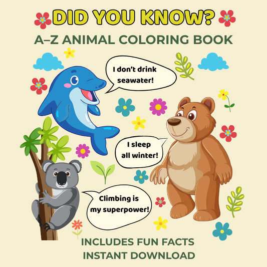 A–Z Animal Fun Facts Coloring Book