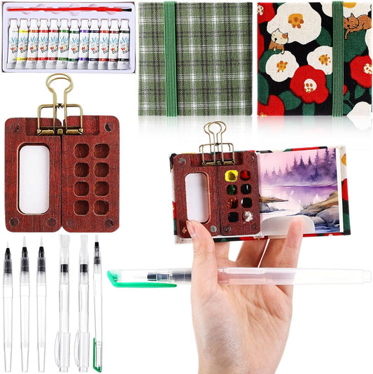Mini Watercolor Travel Set - Compact & Portable Painting Kit for Artists